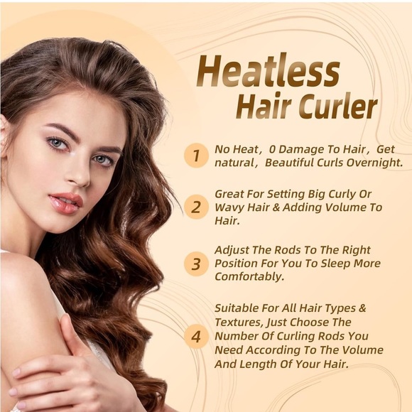 Set of 6 Velvet No Heat Hair Rollers, Fawn Brown, Heatless Curlers set overnight - Picture 8 of 8